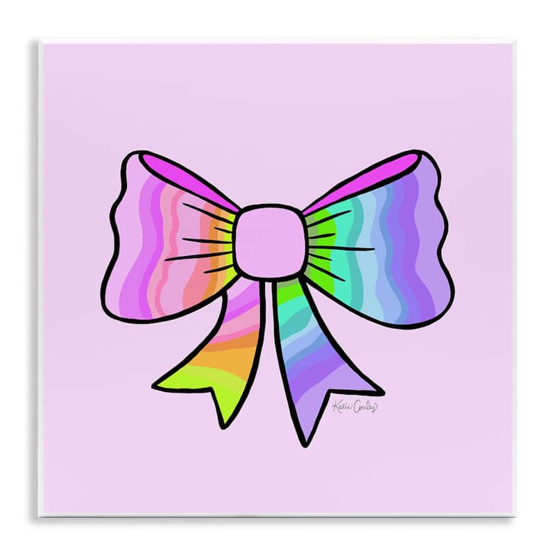 Stupell Pastel Rainbow Ombre Ribbon Wall Plaque Art Design By Katie Conley - 12 x 12