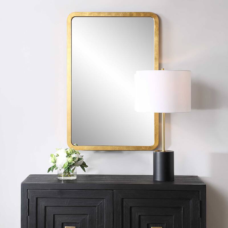 Silver Orchid Gold Round Mirror