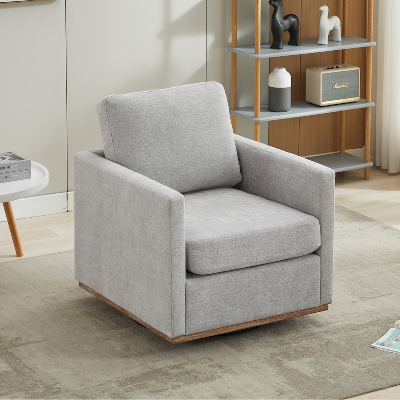 Mid Century Modern Swivel Accent Chair, 360 Degree Swivel Armchair For Living Room, Bedroom - Light Gray