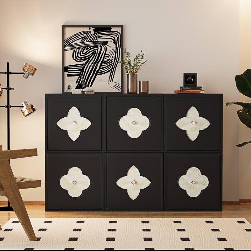 Modern 6-Door Sideboards Accent Cabinet, Modular Wooden Buffet With Storage - 58.8''