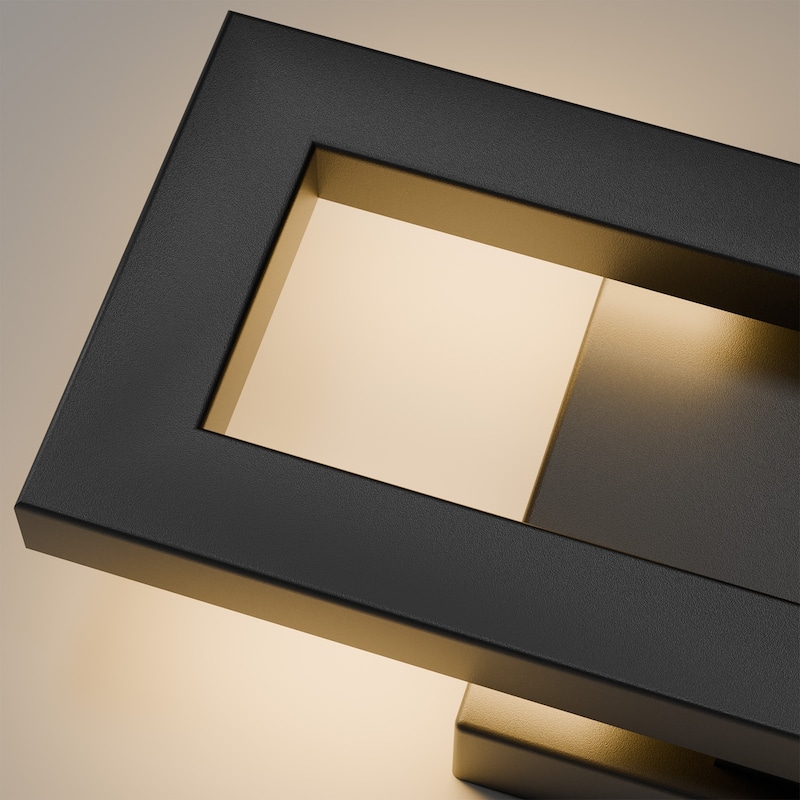 2-Pack Matte Black Iron Integrated LED Outdoor/Indoor Wall Sconce