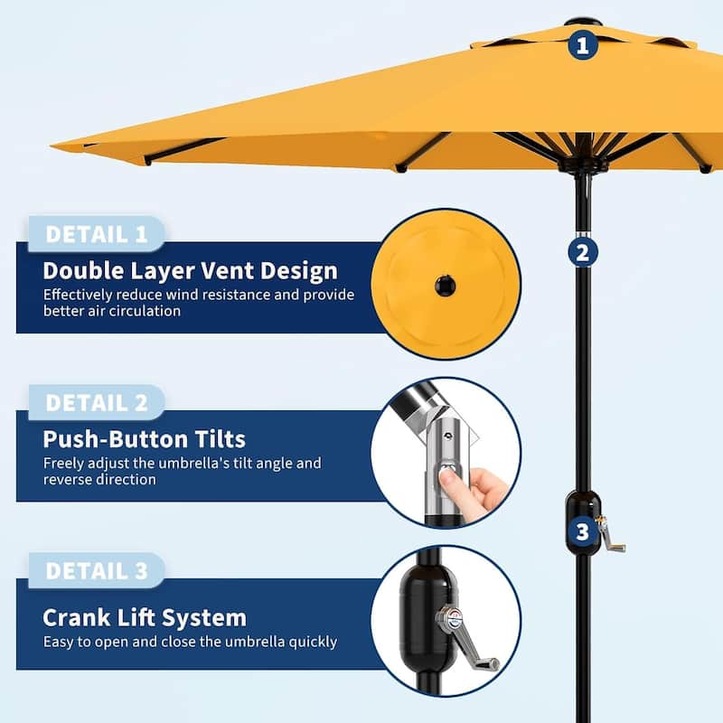 10 FT Outdoor Table Patio Umbrella, Waterproof UV Protection for Garden, Backyard, Poolside