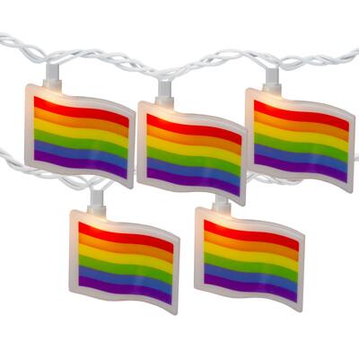 10-Count Clear Pride Flag Novelty String Light Set 7.5ft White Wire