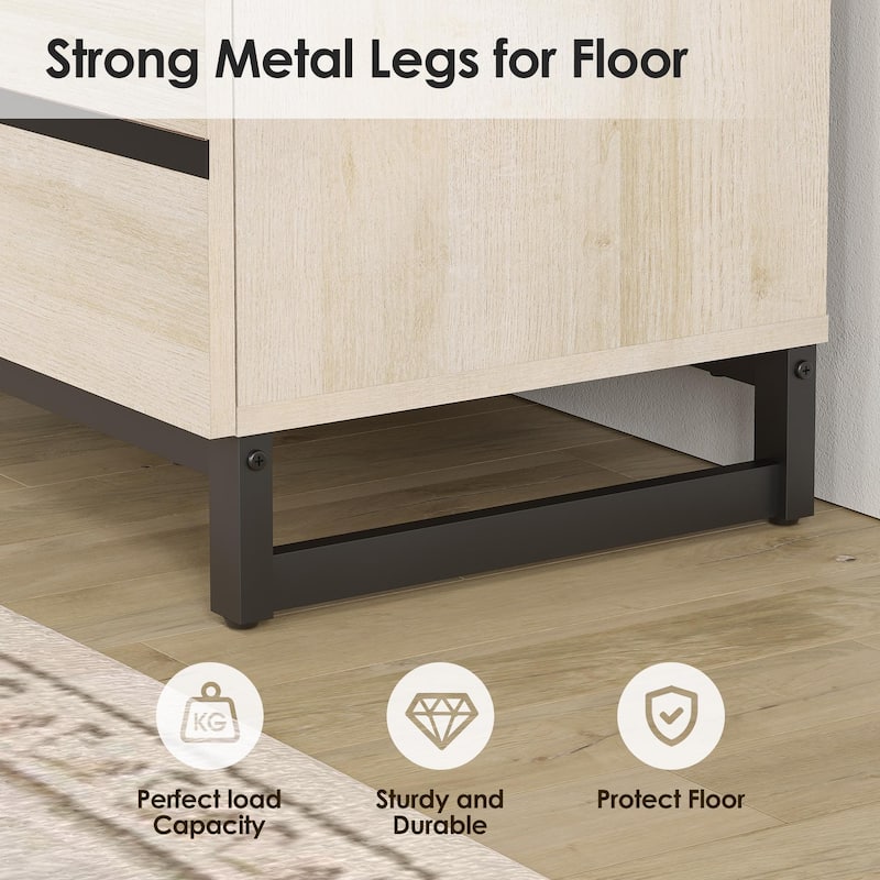 WAMPAT Modern TV Stand for TVs up to 110 inch, Entertainment Center with Drawers , Wood Media TV Console for Living Room