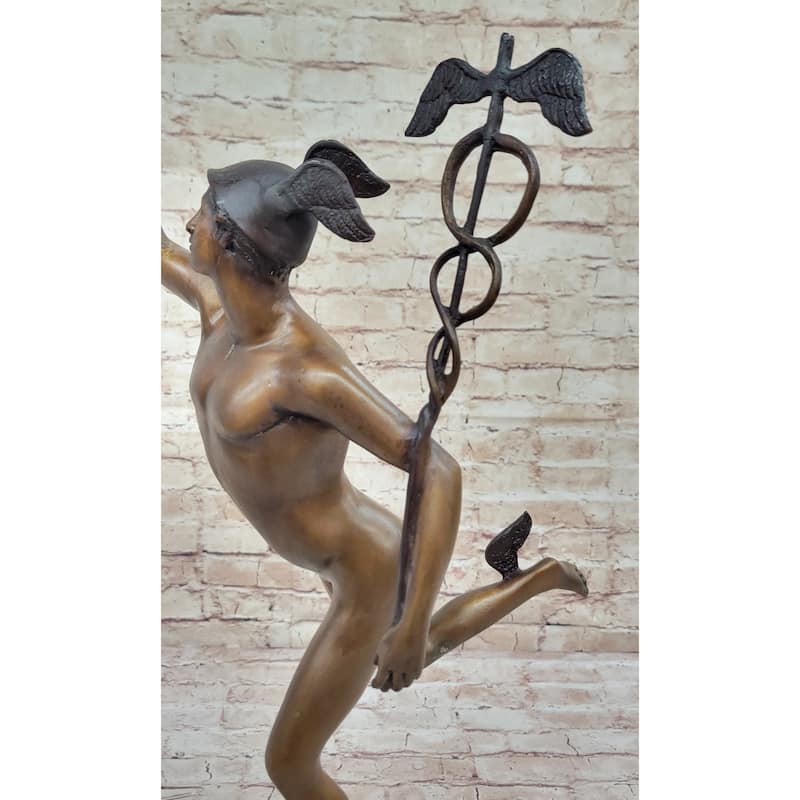 Hand Made Giambologna Flying Mercury Bronze Sculpture By Lost Wax Method