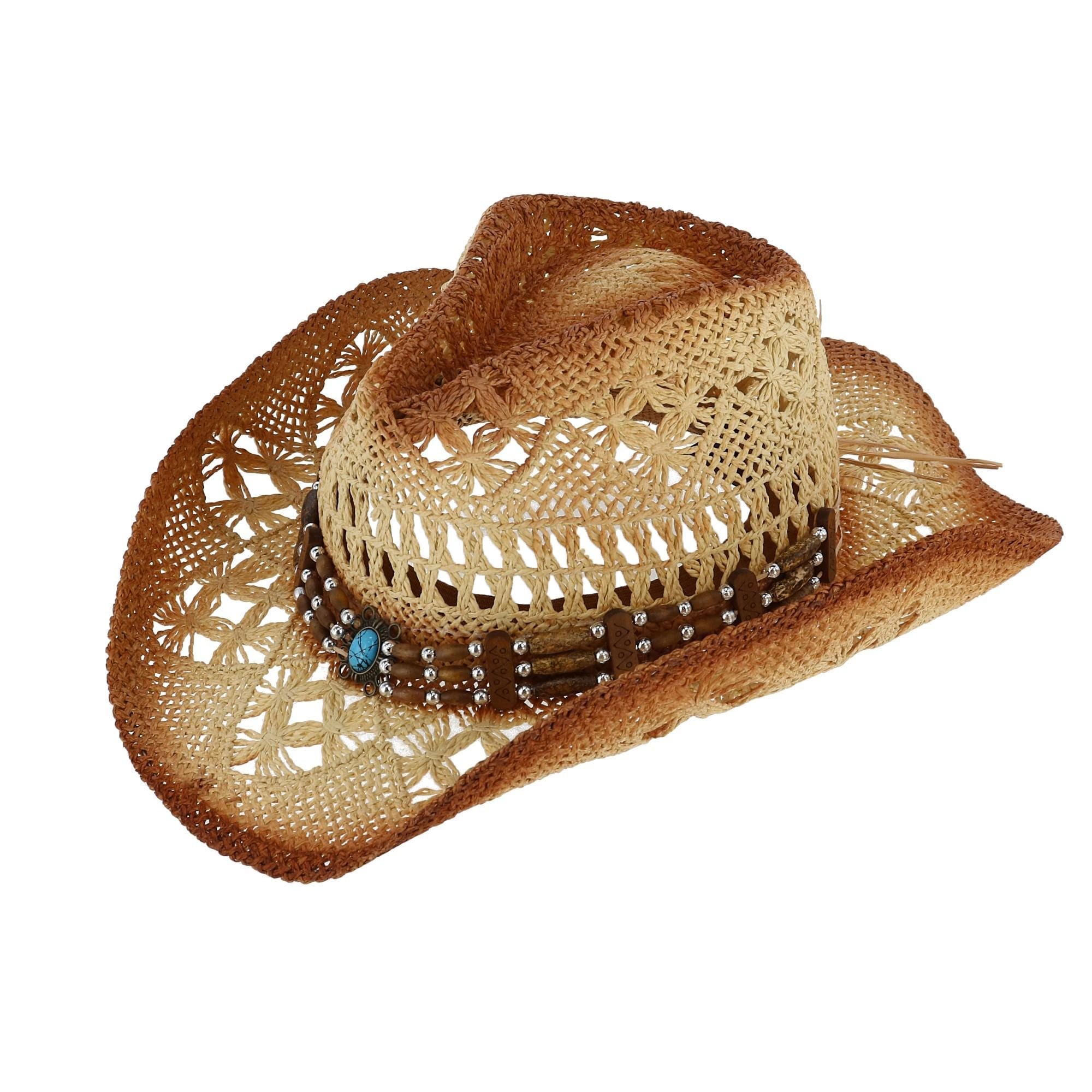 Jacobson Hat Company Women's Design Weave Western Hat with Decorative Beads