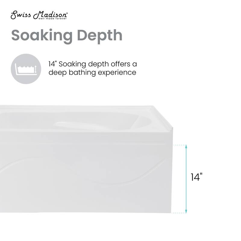 Dieppe 54'' X 30" Bathtub With Apron Left Hand Drain In White - 31.5x54 Left