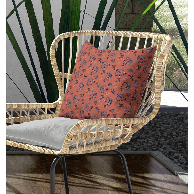 Rose Dreams Indoor/Outdoor Reversible Throw Pillow Copper and red