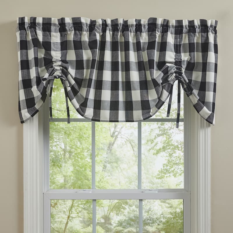 Park Designs Buffalo Check Lined Black Valance 60" - 60" X 20"