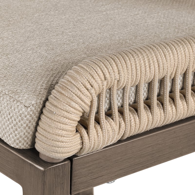 Modern Aluminum Twill Woven Outdoor Bar Stool, Counter Height Chair with Back and Cushion - 40.6"H