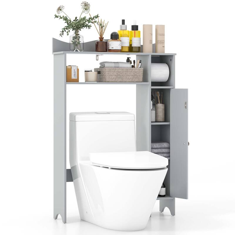 Costway Over the Toilet Storage Cabinet with Toilet Paper Holder - Grey