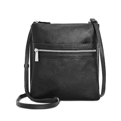 Giani Bernini TripleZip Pebble Leather Dasher Crossbody Black