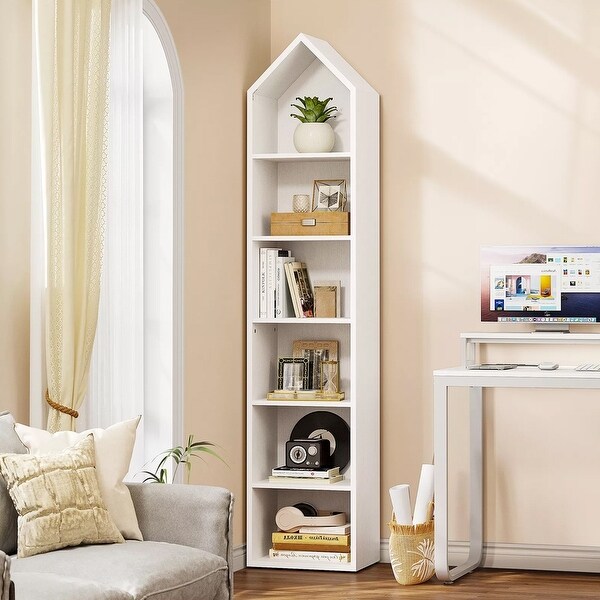 6 Tier Narrow Bookcase Tall Cube Bookshelf Storage Cabinet Rack