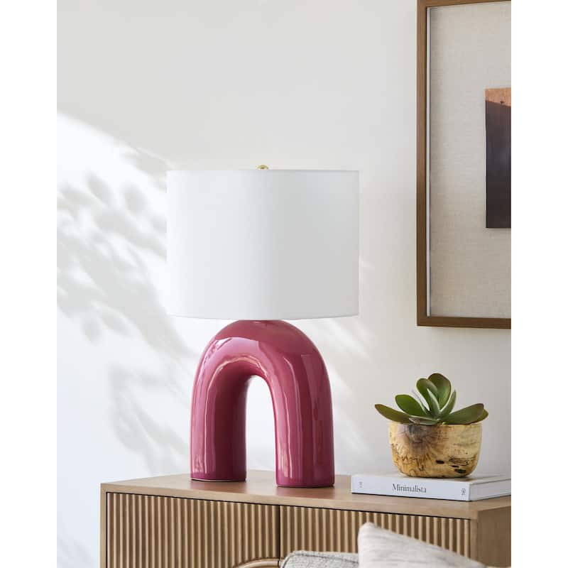 Livabliss Calvert Traditional Accent Table Lamp - 24"H x 15"W x 11"D - Peach