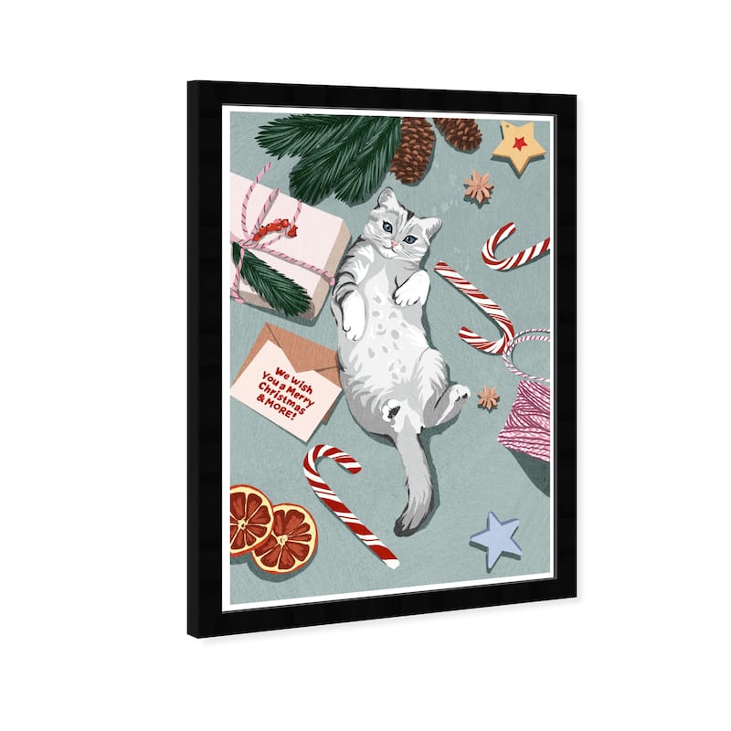 Wynwood Studio Prints Holiday and Seasonal Holiday Wishes Kitty Green and Modern & Contemporary Wall Art Canvas Print