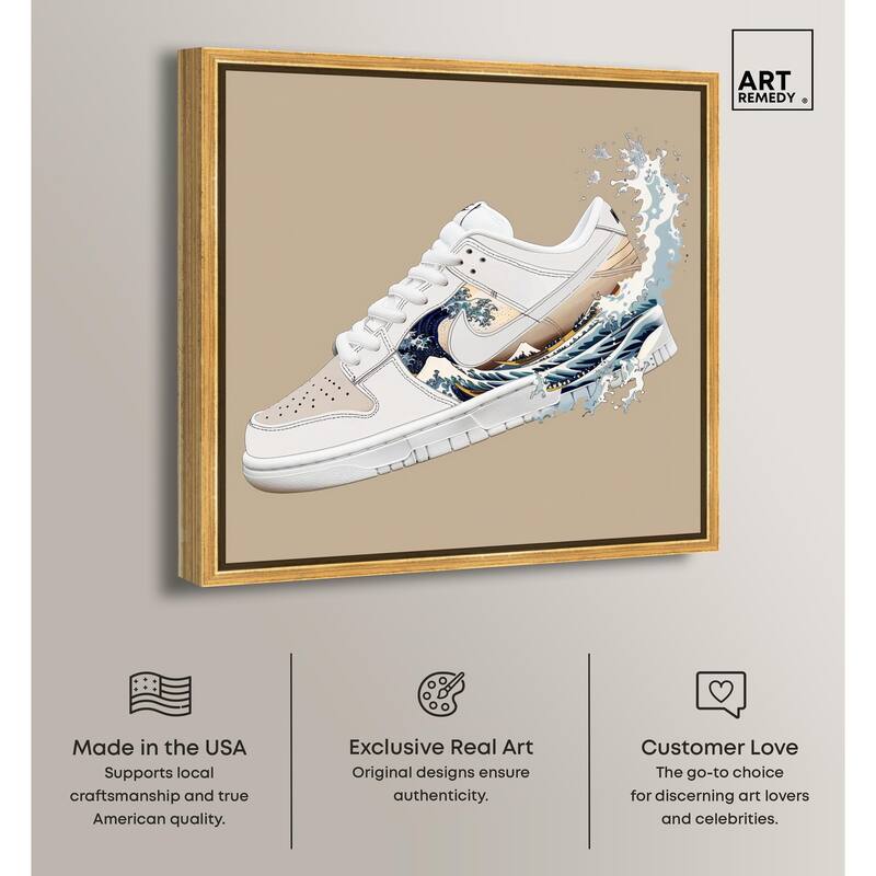Great Wave Sneaker Splash Canvas by Art Remedy
