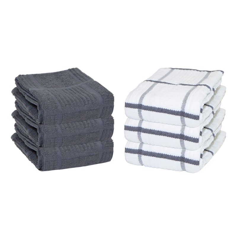 The Sloppy Chef Premier 6-Piece Windopane Kitchen Towels - 15x25