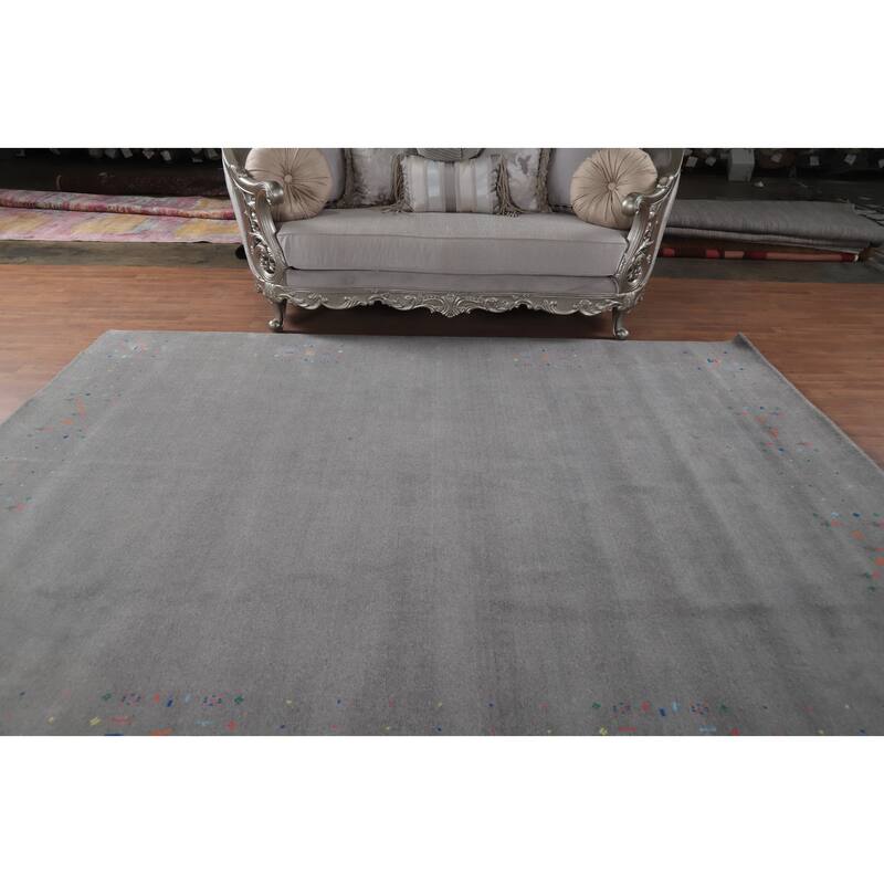 Hand Knotted Oriental 100% Wool Carpet Tribal Animal Pictorial Greys & Charcoal Gabbeh Area Rug - 10' 0'' X 8' 1''
