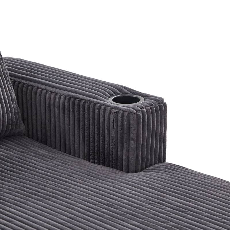 GDFStudio - Corduroy Recliner Sofa with USB Charging, RGB LED Light Strip - Suitable for Living Room and Bedroom