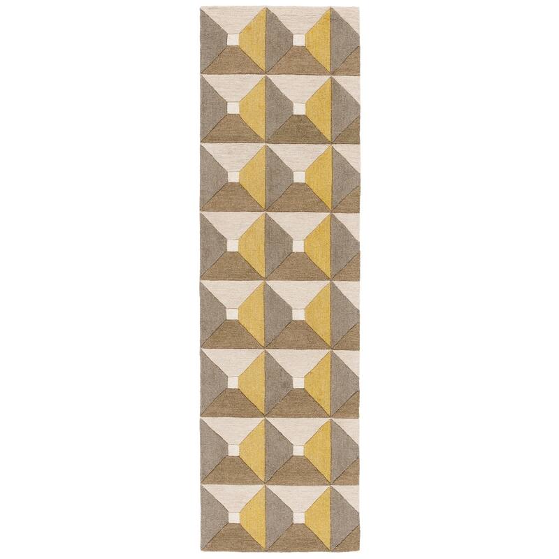 SAFAVIEH Handmade Genre Emika Mid-Century Modern Wool Rug - 2'3" x 8' Runner - Grey/Gold