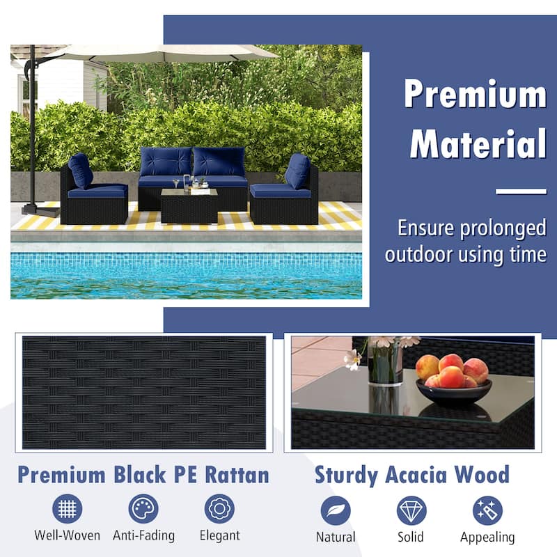 Stylish 5-Piece Outdoor Seating Set with Cushions and Table