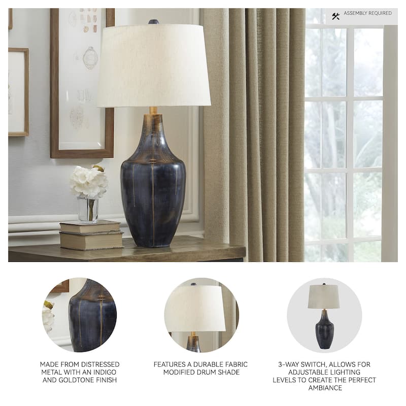 Evania Metal Table Lamp - 15.13" W x 15.13" D x 30.5" H