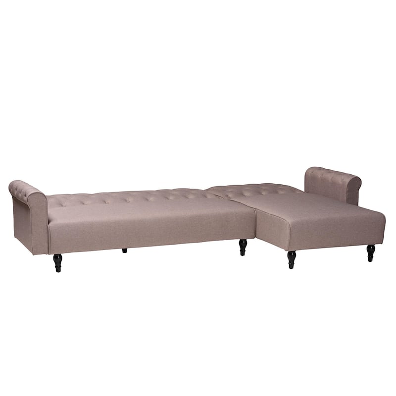 Chesterfield Retro-Modern Clay Fabric Upholstered Convertible Sofa Bed