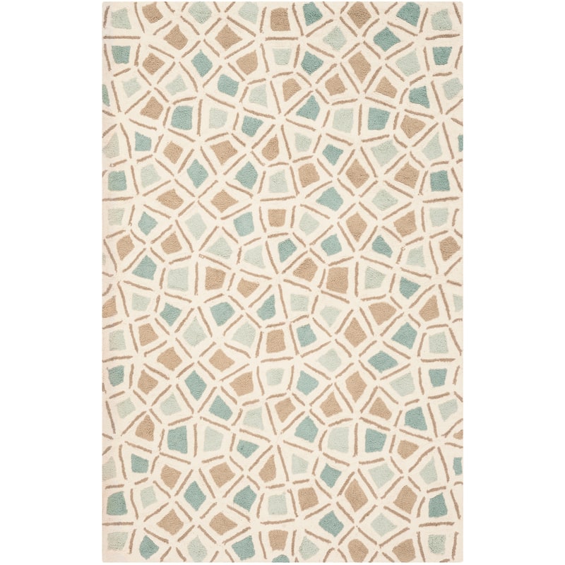 Martha Stewart by SAFAVIEH, Spring Wheel Mosaic Cotton Rug - 8'6" x 11'6" - Milk Pail Blue