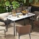preview thumbnail 4 of 25, 55” Rectangular Kitchen Dining Table Sintered Stone Tempered Glass Top with Metal Frame Table