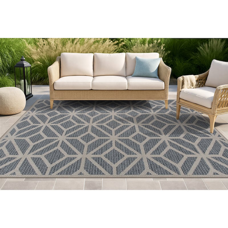 World Rug Gallery Contemporary Floral Indoor/Outdoor Area Rug - 5' x 7'