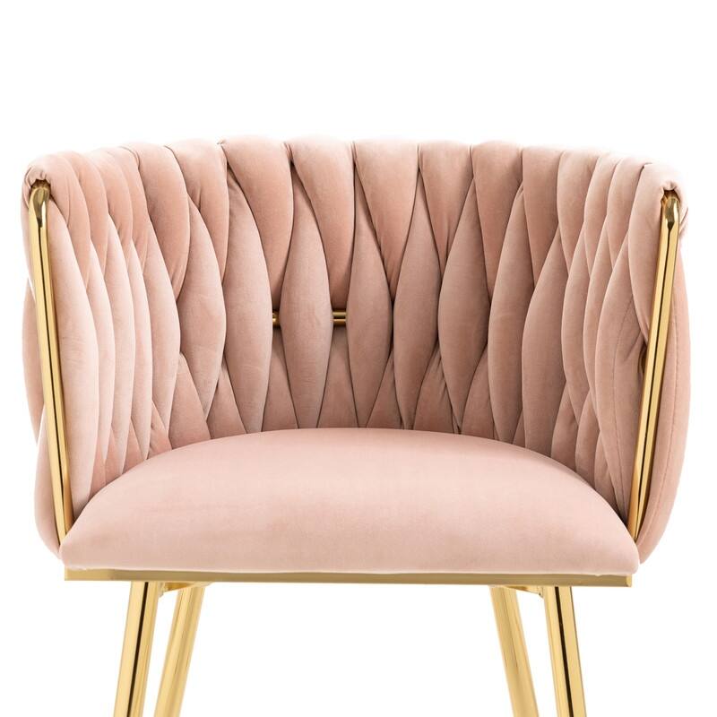 SEYNAR Modern Glam Velvet Dining Side Chair Set of 2 with Gold Metal Frame