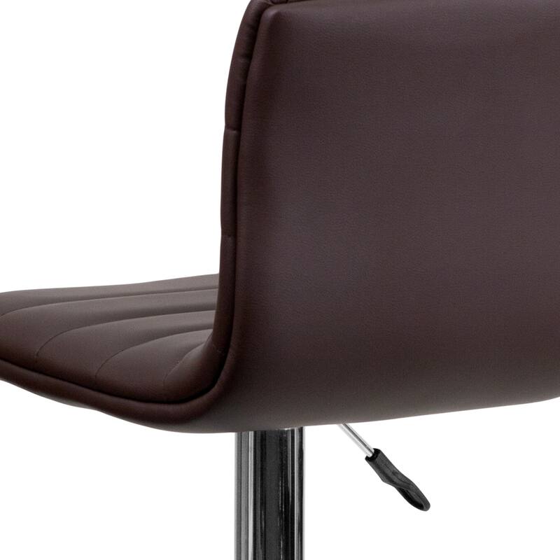Modern Vinyl Channel Tufted Adjustable Height Barstool (Set of 2) - 16"W x 19"D x 35" - 44"H - 16"W x 19"D x 35" - 44"H