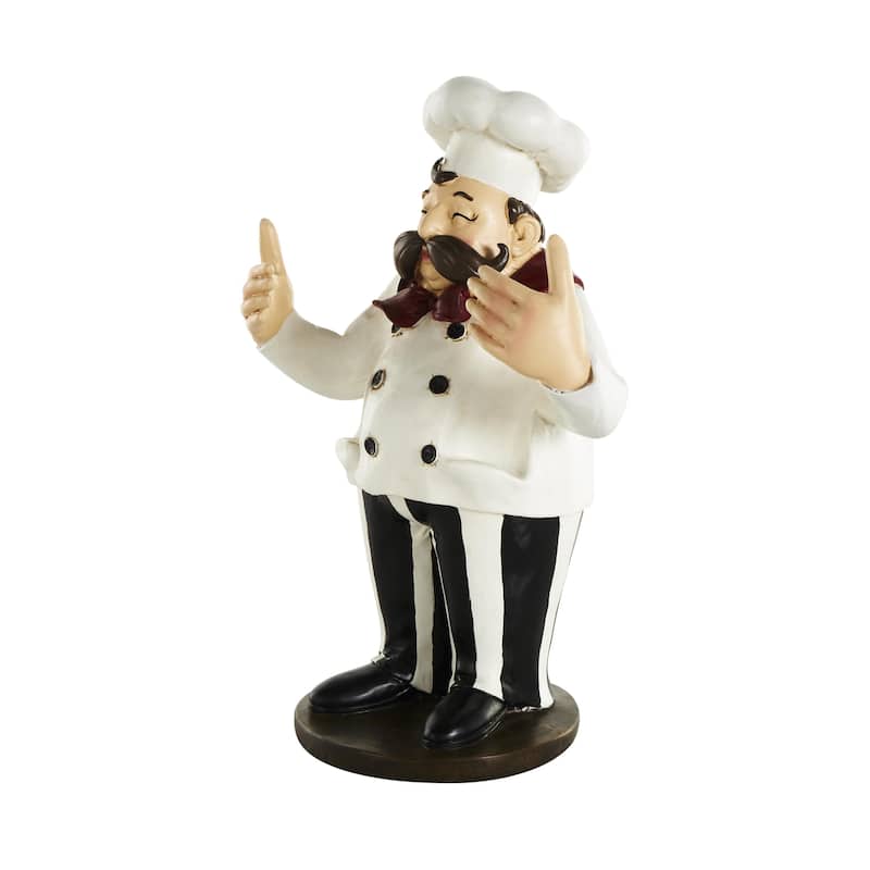 Polystone Chef Decorative Sculpture with 2 Wine Holder Slots - White - Roche River Decor