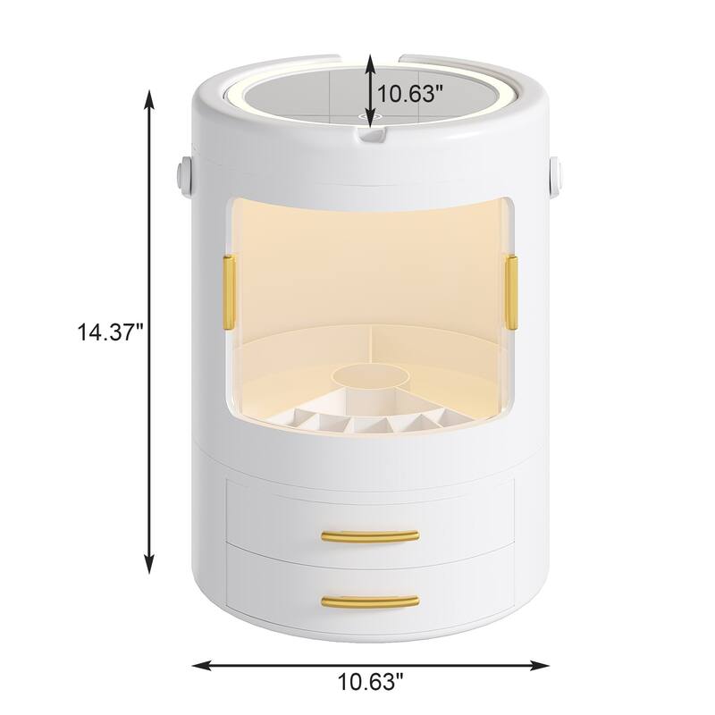 Makeup Organizer Bathroom Medicine Organizer Cosmetic Display Cases with Led Mirror for Dresser, Vanity Countertop