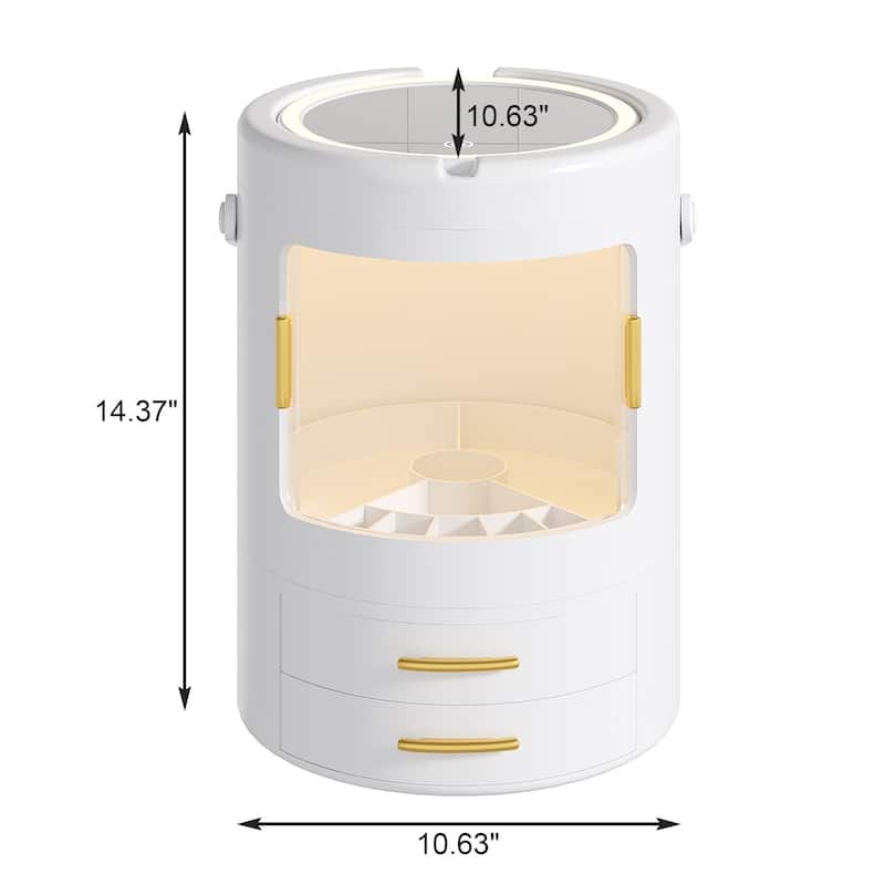 Makeup Organizer Bathroom Medicine Organizer Cosmetic Display Cases with Led Mirror for Dresser, Vanity Countertop
