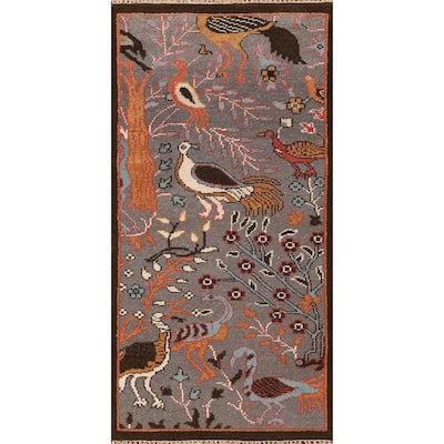 Animal Pictorial Ziegler Accent Rug Handmade Wool Carpet - 2'6"x 5'10"