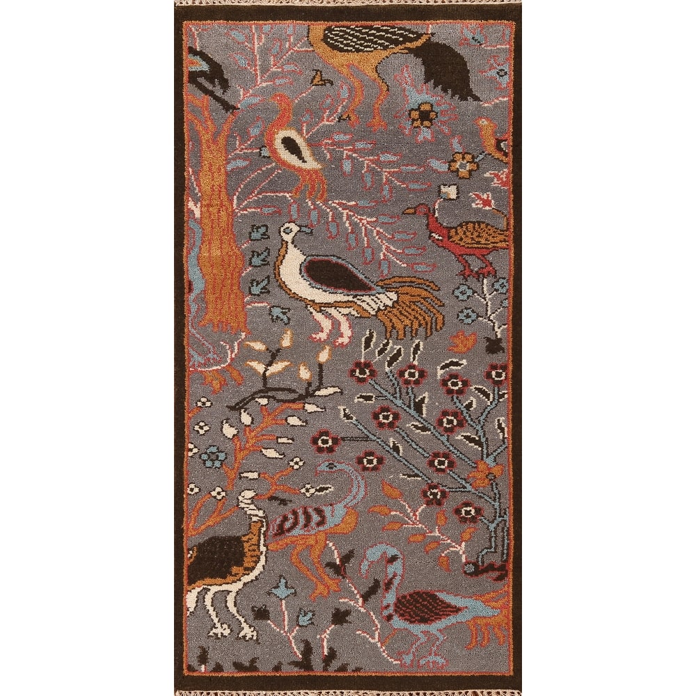Animal Pictorial Ziegler Accent Rug Handmade Wool Carpet - 2'6"x 5'10"