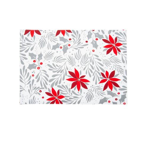 Poinsettia Christmas Printed Christmas Winter Placemat Set of 6 - Set of 6