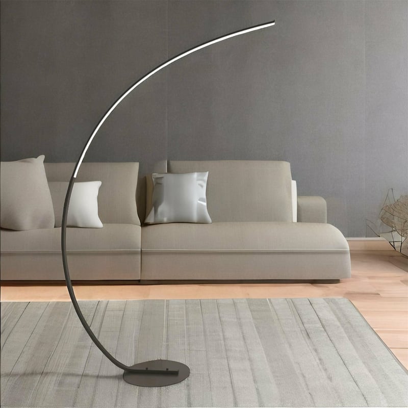 Black Metal Arched Floor Lamp (Bulbs Included)