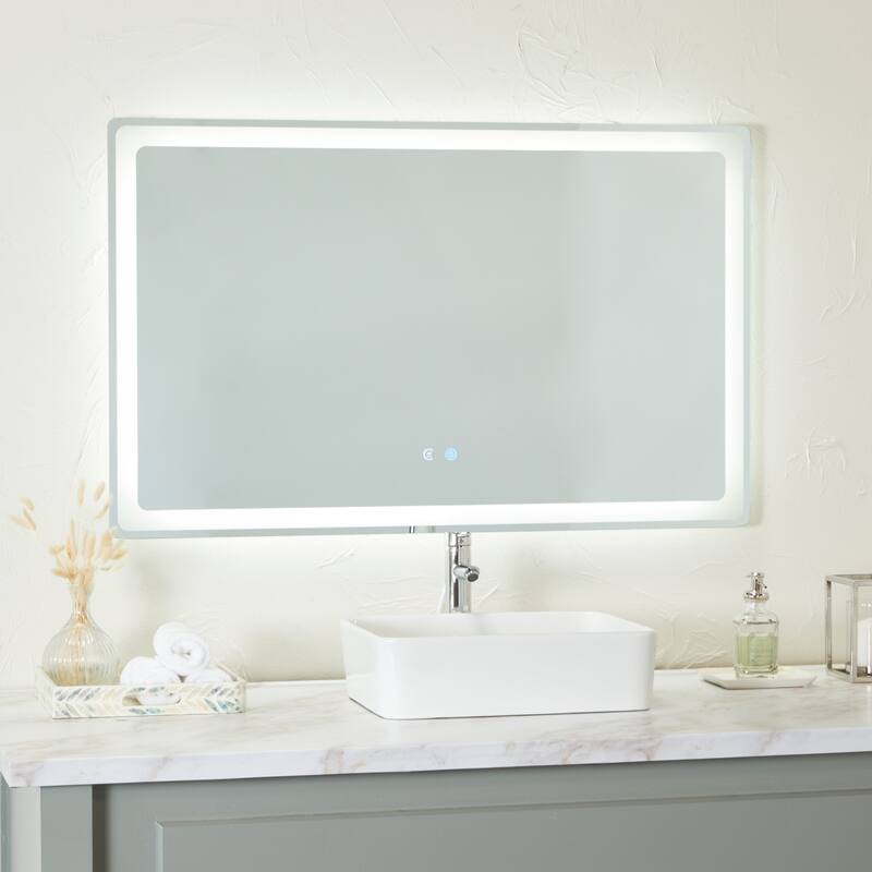 Clear Glass Modern Rectangle LED Mirror - MULTIPLE SIZES - 47 x 2 x 30