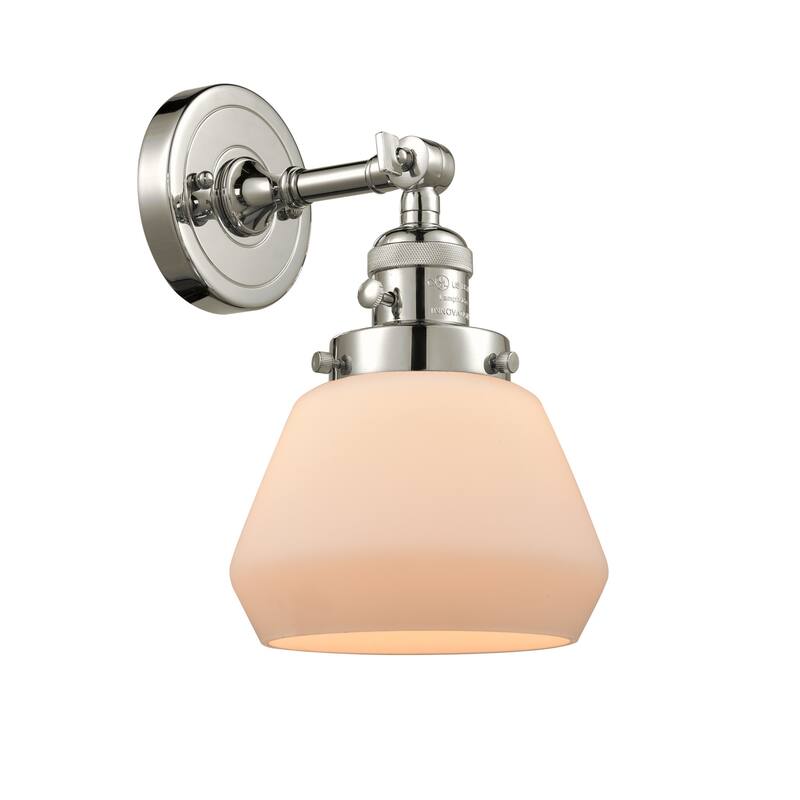 Innovations Lighting Fulton Single Light 11" Tall Bathroom Sconce with - Polished Nickel / Matte White