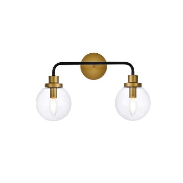 slide 2 of 11, Elegant Lighting LD7033W19 Hanson 2 Light 19" Wide Vanity Light Black / Brass / Clear