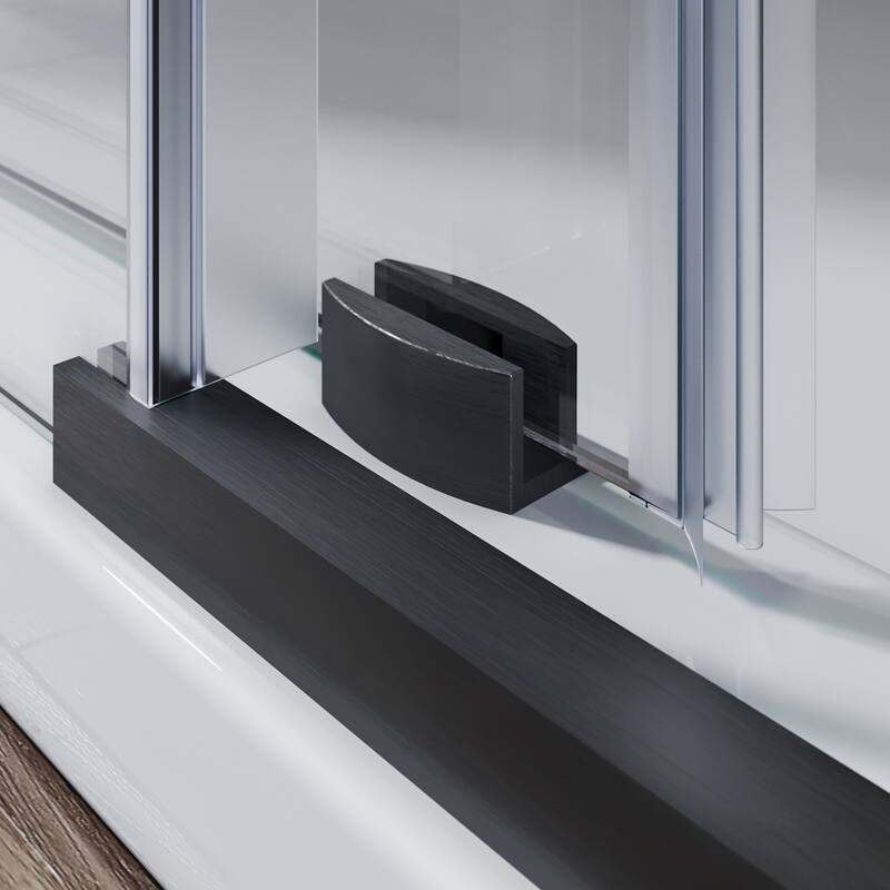 Elegant Frameless Sliding Shower Doors in Black Finish