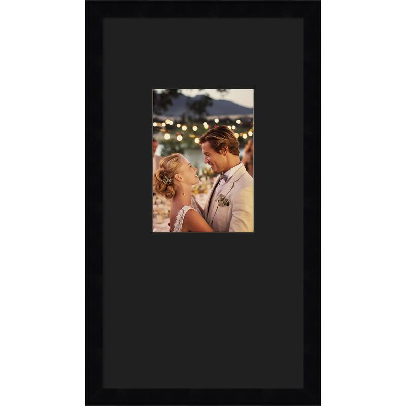 Svelte Clay Grey Framed Picture Frame, Photo Frame - 10x18 Matted Black 5x7 - Svelte Noir Black