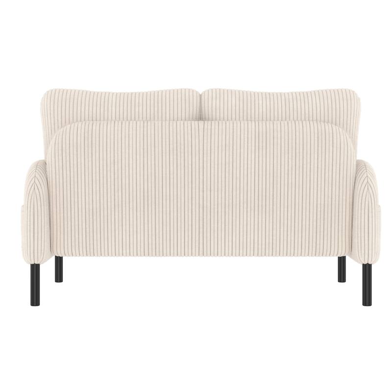 Corduroy Foam Upholstered Loveseat Couch Ergonomic Lounge Sofa with Side Pockets and Solid Wood Frame Soft 2 Seater Sofa