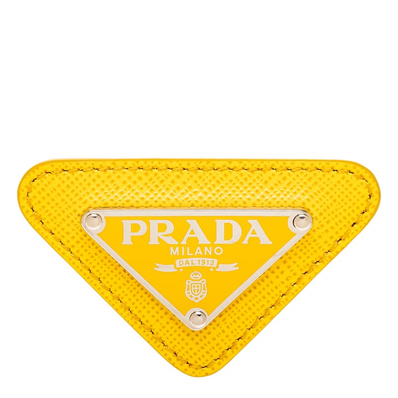 Prada Enameled Logo Pin Brooch - Yellow