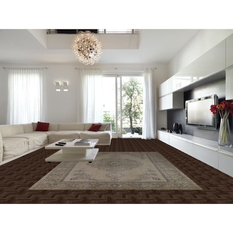Traditional Tabriz Persian Vintage Beige Wool Carpet - 9'6" x 12'7"