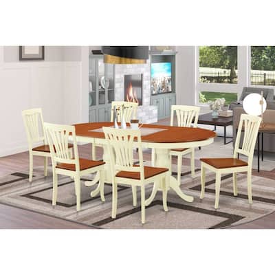 Dining Table Set with Chairs - 9 Piece Vintage Style Room Set - Saddle Brown Finish