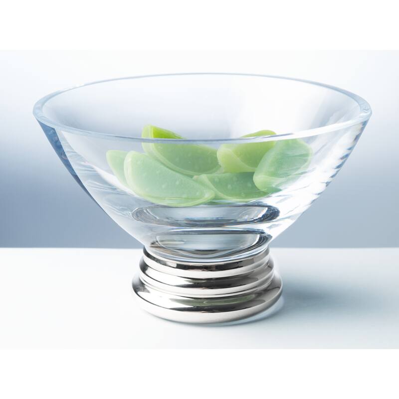 Majestic Gifts Inc. Glass Footed Dessert/ Dip Bowl W/ Silver Base-5" D