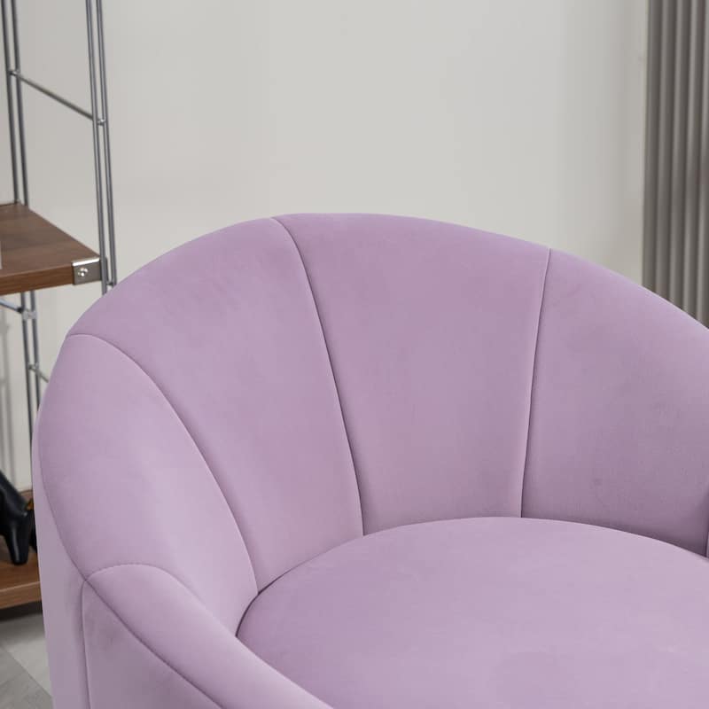 Modern 28.75" Velvet Upholstered 360° Swivel Accent Chair with Wood Frame and Waist Cushion
